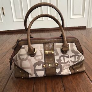 Brown and White Logo Canvas Purse